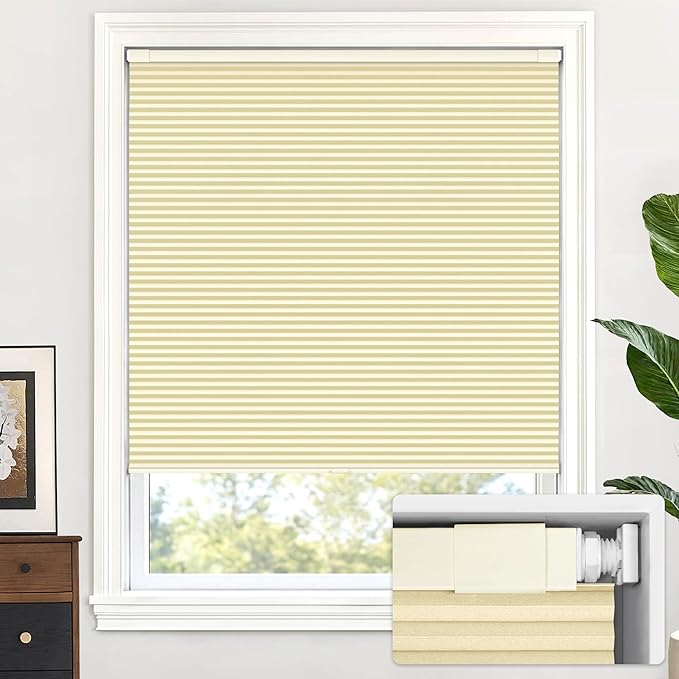 Cordless honeycomb blinds can be installed without tools or drilling