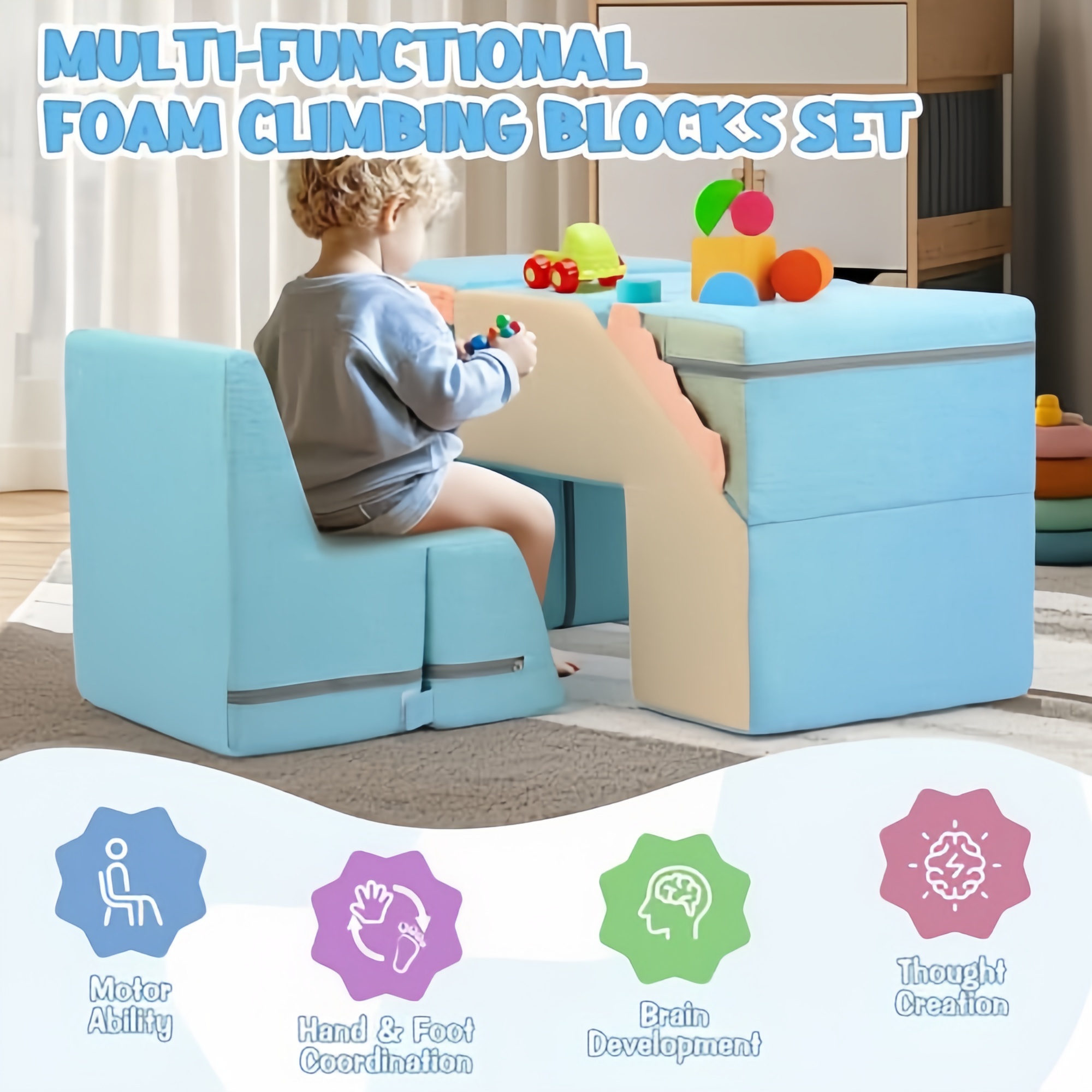 4-in-1 Soft Foam Climbing Blocks for Kids – Indoor Climbing, Crawling & Creative Play 🧸