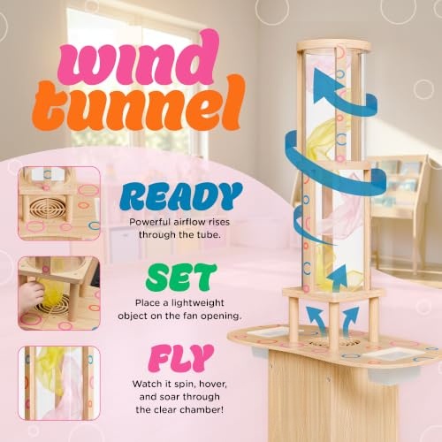 Kids' Wind Tunnel Science Toy, Wooden Airflow Explorer & Hands-On STEM Experiment Set