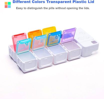 Weekly Pill Organizer with 4 Daily Alarms – Large Compartments, Loud Reminders, & Dustproof Case