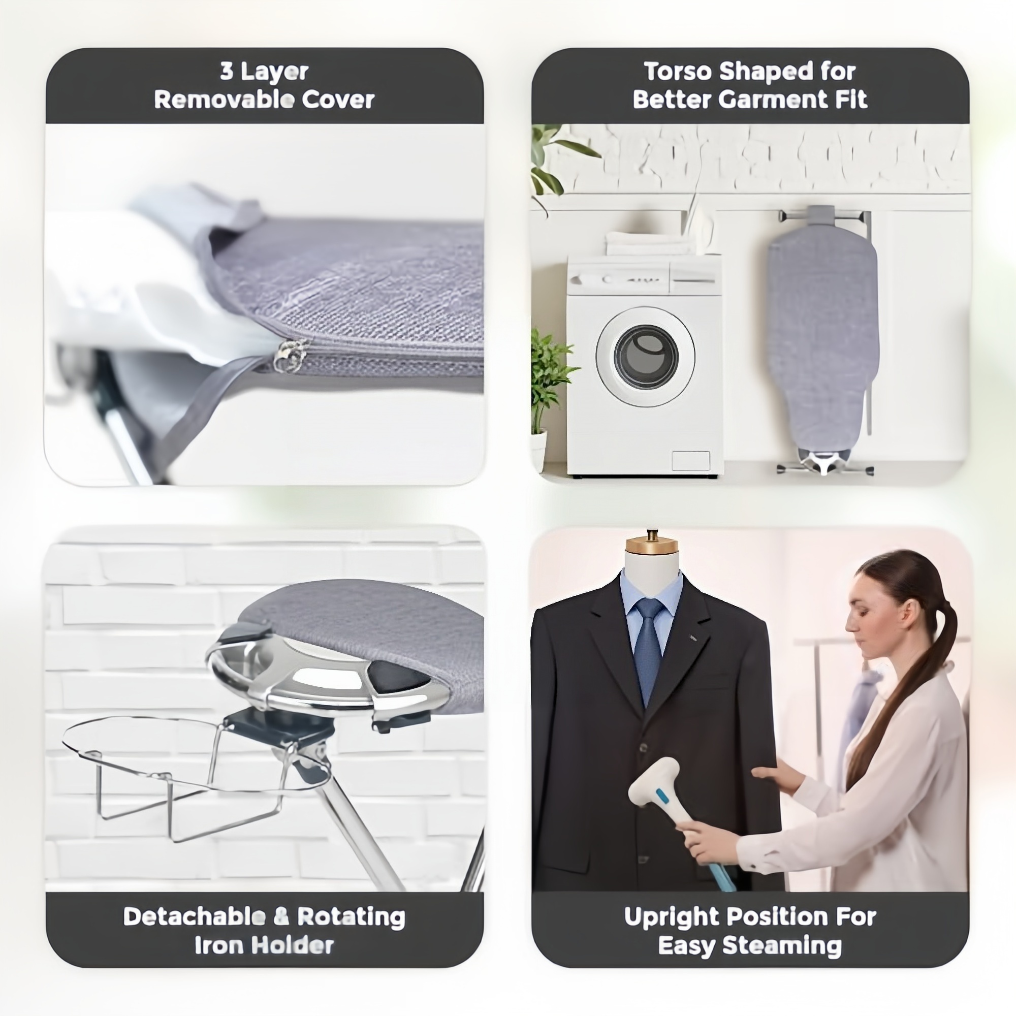 360° Rotating Dual-Sided Ironing Board – Ergonomic Torso-Shaped Pressing Station