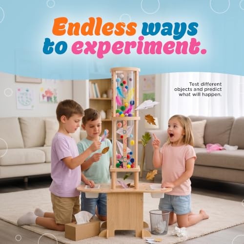 Kids' Wind Tunnel Science Toy, Wooden Airflow Explorer & Hands-On STEM Experiment Set