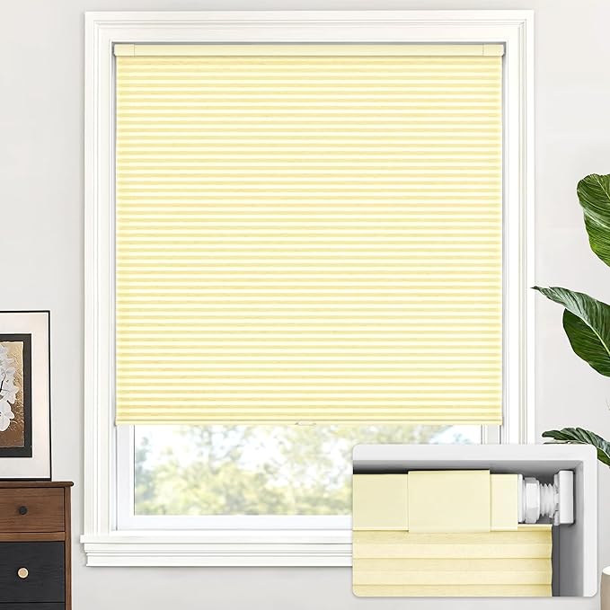 Cordless honeycomb blinds can be installed without tools or drilling