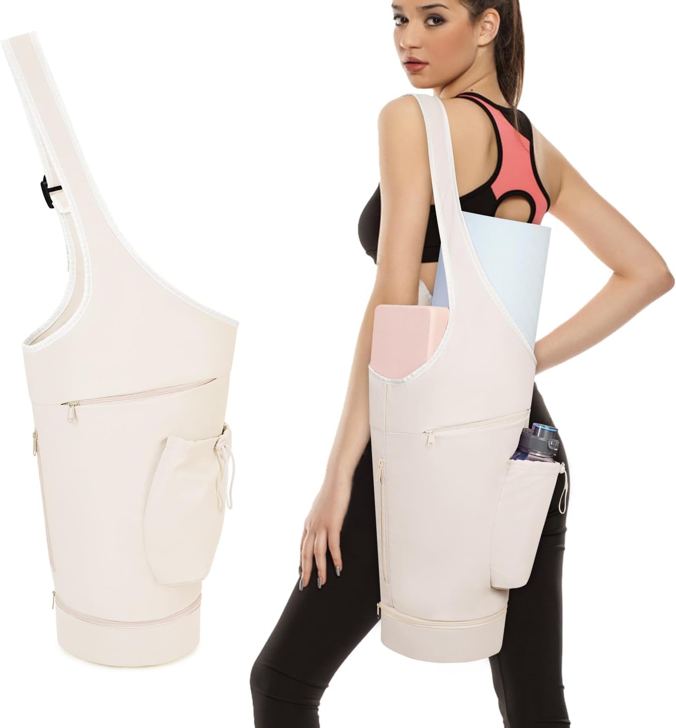 Yoga Mat Bag – Long Design with Waterproof Pocket and Bottle Holder