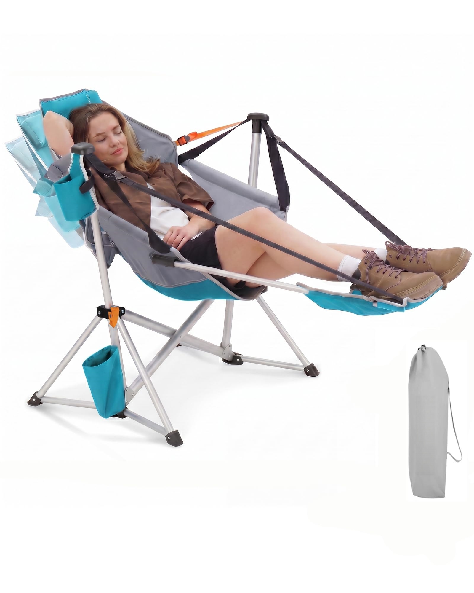 Hammock Camping Chair with Removable Footrest – Folding Rocking Chair