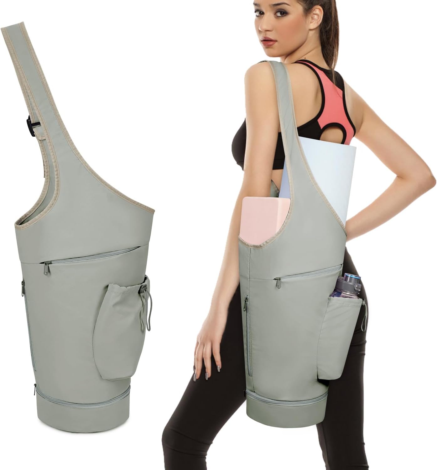 Yoga Mat Bag – Long Design with Waterproof Pocket and Bottle Holder