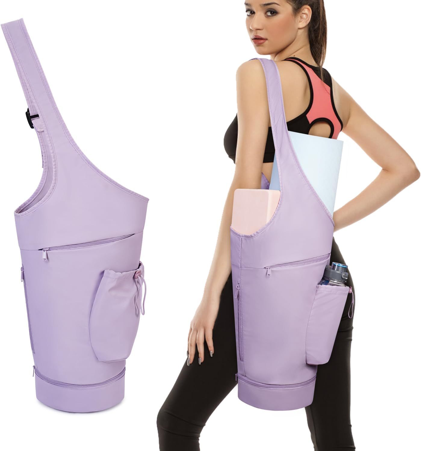 Yoga Mat Bag – Long Design with Waterproof Pocket and Bottle Holder