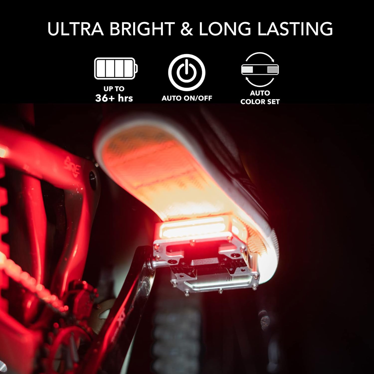 Flat Pedals with Integrated Bike Lights – High Traction for Road and Off-Road Riding
