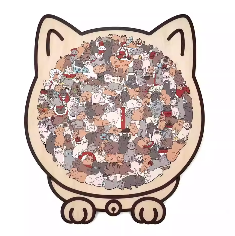 Meow-nificent Challenge: Morandi Cat Shaped Wooden Jigsaw Puzzle 🐱🧩