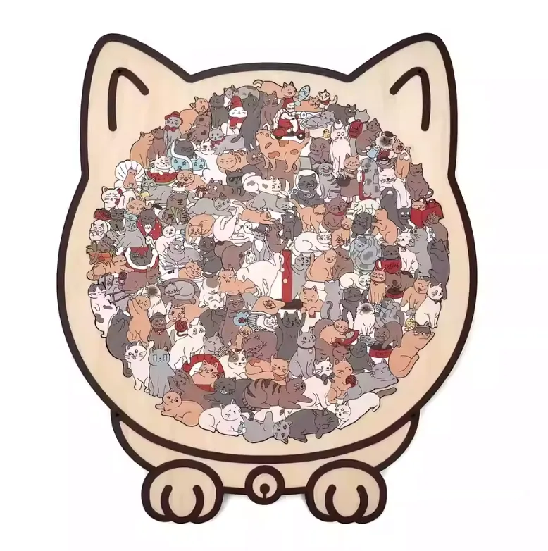Meow-nificent Challenge: Morandi Cat Shaped Wooden Jigsaw Puzzle 🐱🧩