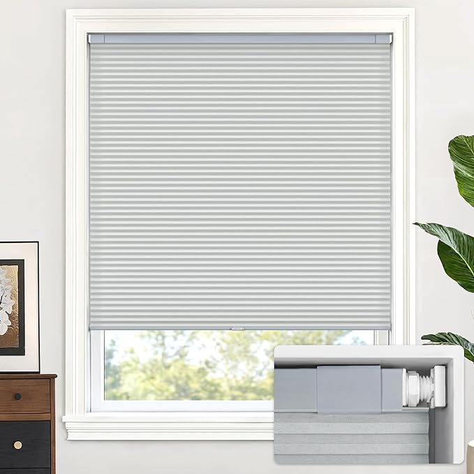 Cordless honeycomb blinds can be installed without tools or drilling