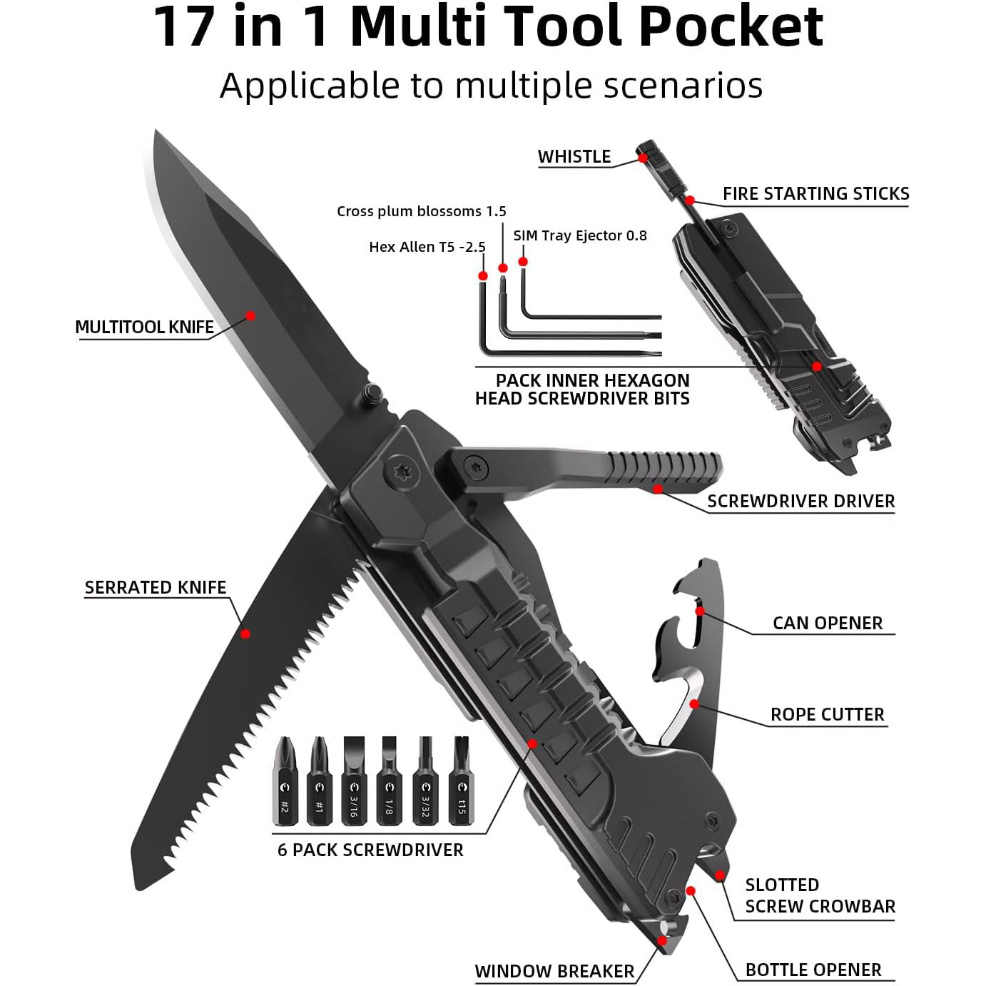17-in-1 Multitool Knife – Camping & Survival Tool