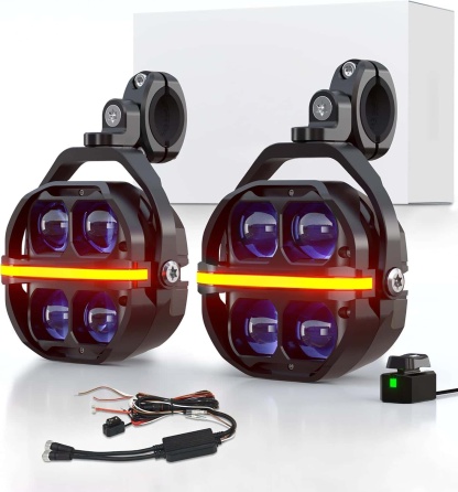 Motorcycle Fog Light | 120W LED Amber Auxiliary Light | DRL & Strobe | IP67 Waterproof | ECE & SAE Compliant