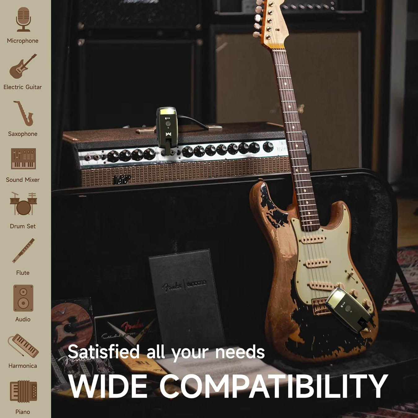 Upgraded RGB Wireless Guitar System – 230ft Transmission