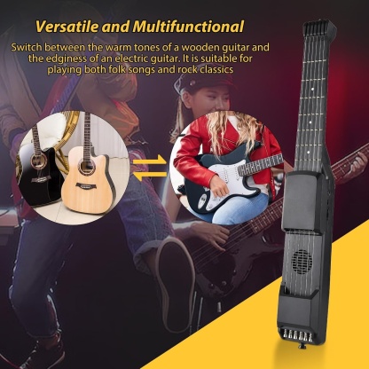 Smart Portable Silent Practice Guitar-Mini Digital Guitar Trainer with Dual Tones, AI Learning System & Wireless Connectivity