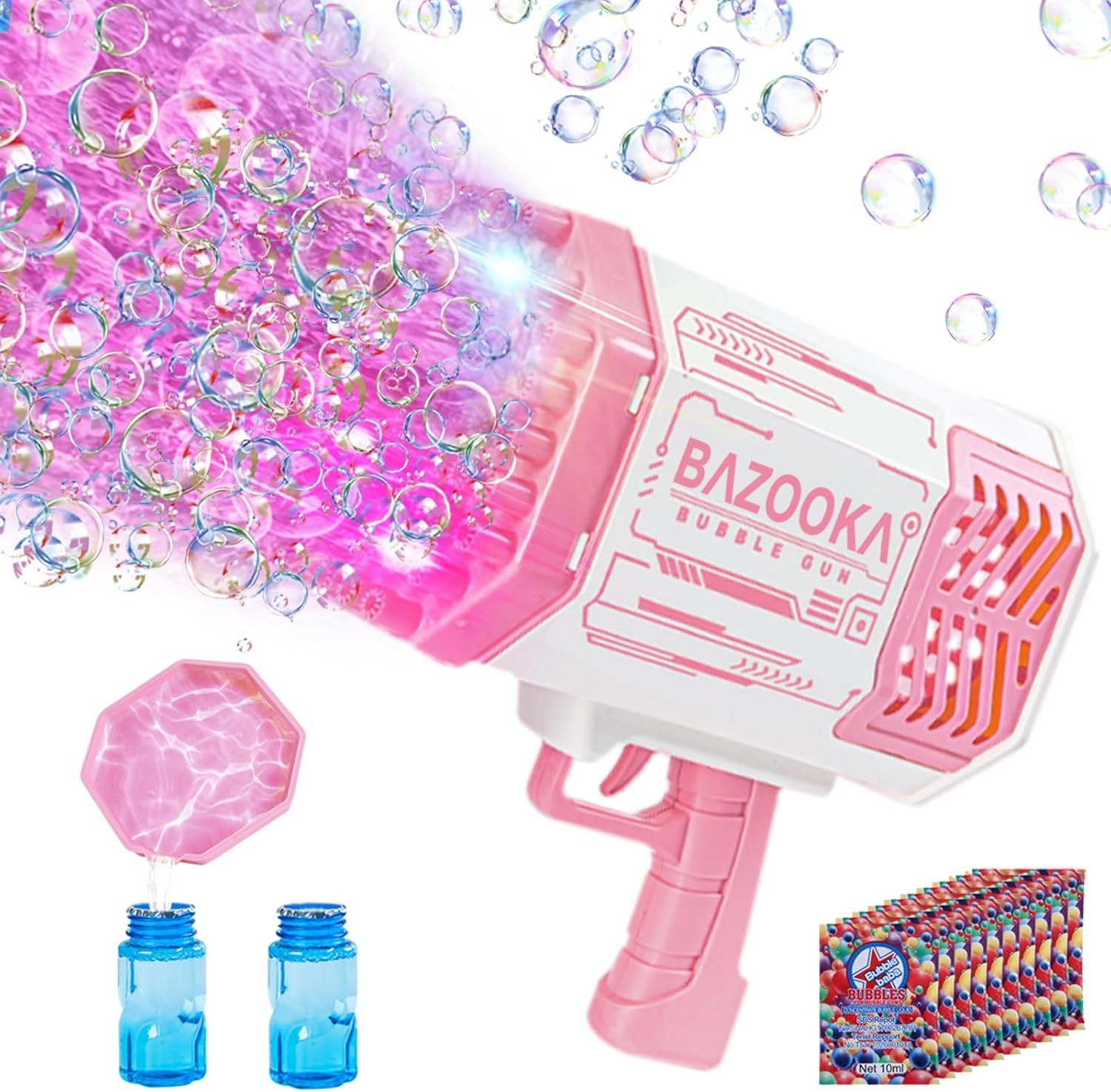 Bubble Gun, Bazooka Bubble Machine Gun, Bubble Blaster Gun with Bubble Solution, 69 Holes Bubble Bazooka Gun Outdoor Summer Toy Party Favors for Kids Purple Halloween Bubble Maker Blowers