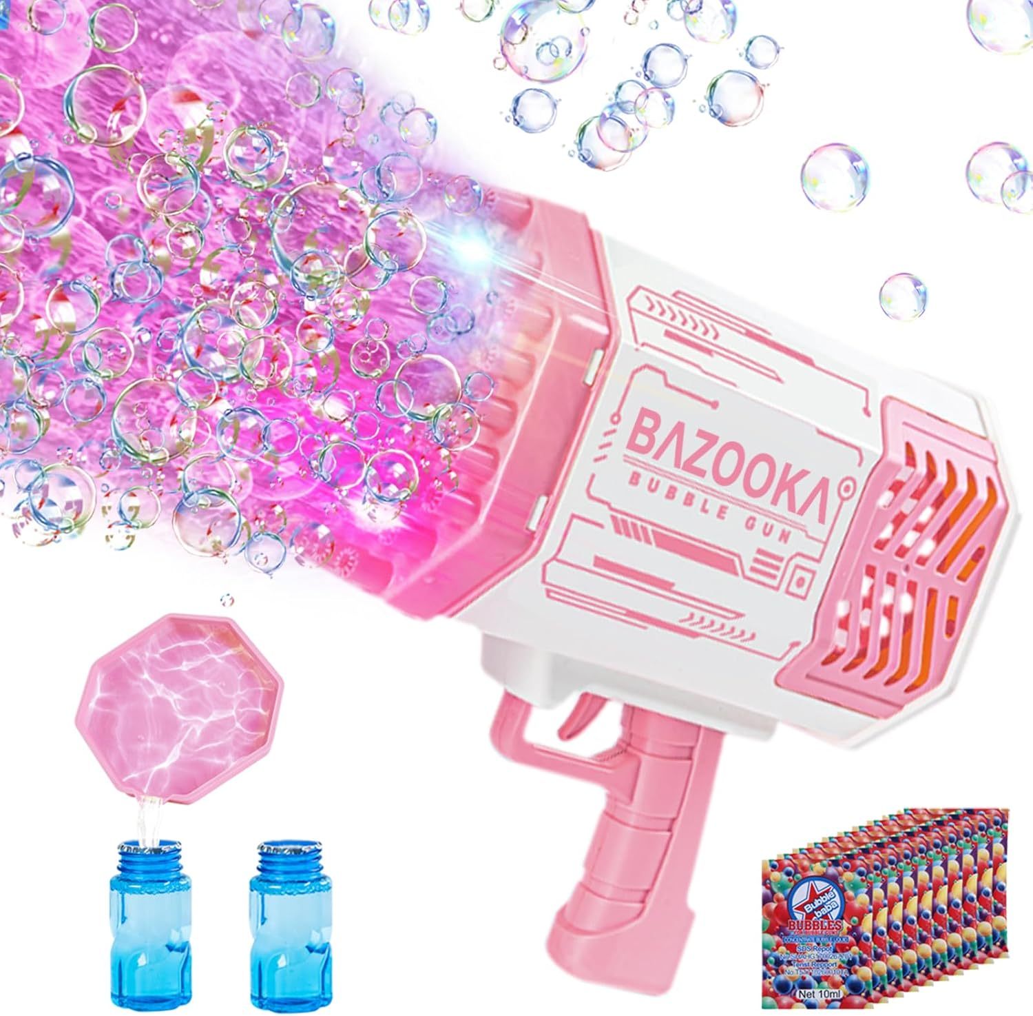 Bubble Gun, Bazooka Bubble Machine Gun, Bubble Blaster Gun with Bubble Solution, 69 Holes Bubble Bazooka Gun Outdoor Summer Toy Party Favors for Kids Purple Halloween Bubble Maker Blowers