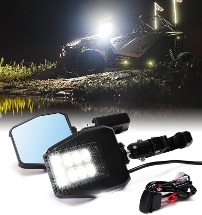LED Side Mirror Kit – Aluminum Housing with Puddle Light for Off-Road Rigs 🚙💡🔲