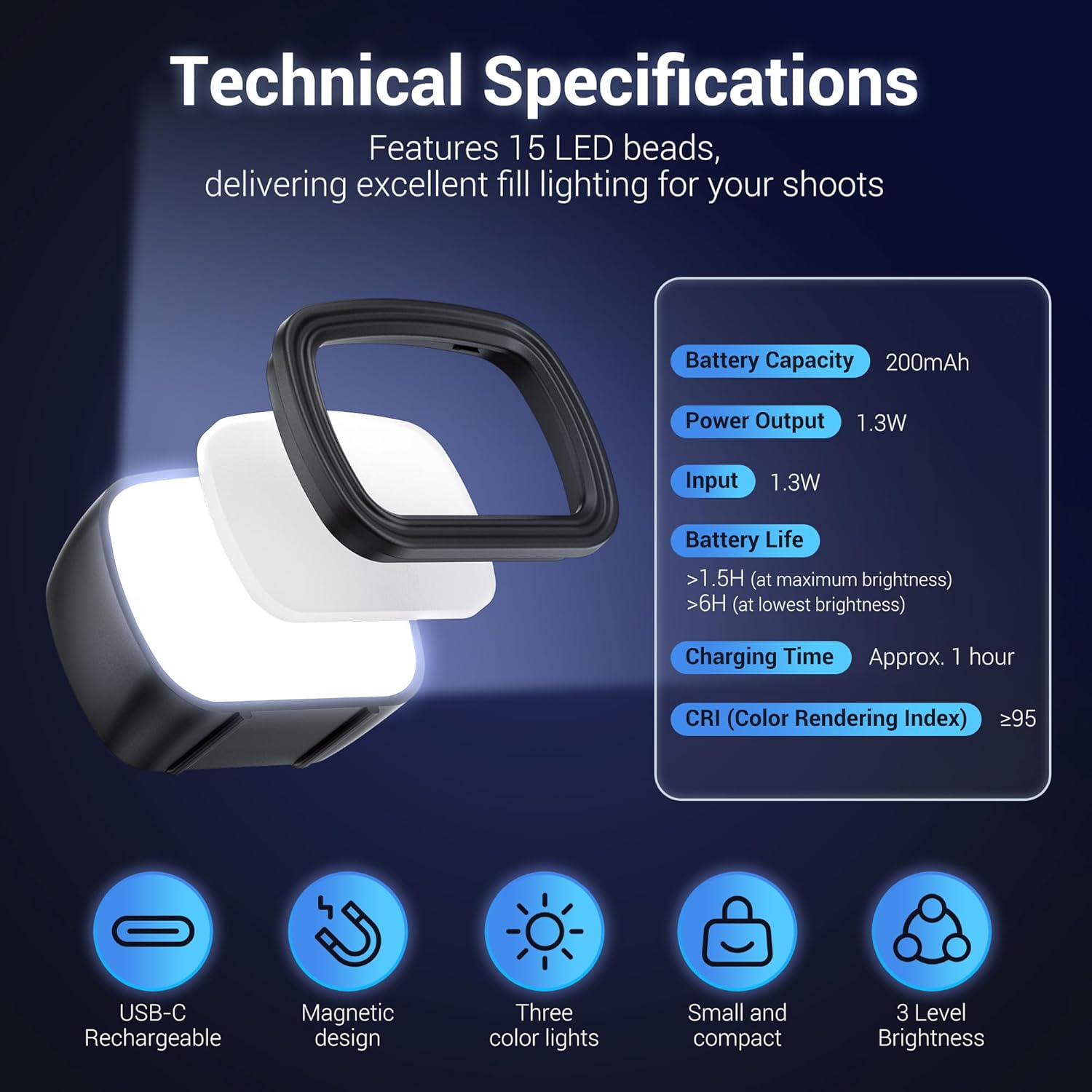 Magnetic Fill Light for DJI Osmo Pocket 3 – Rechargeable Mini LED with Accessories