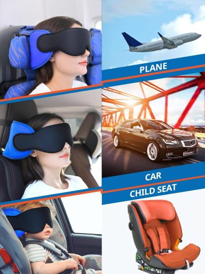 Travel Neck Pillow with Eye Mask – Ergonomic Memory Foam Pillow for Airplane & Car Travel