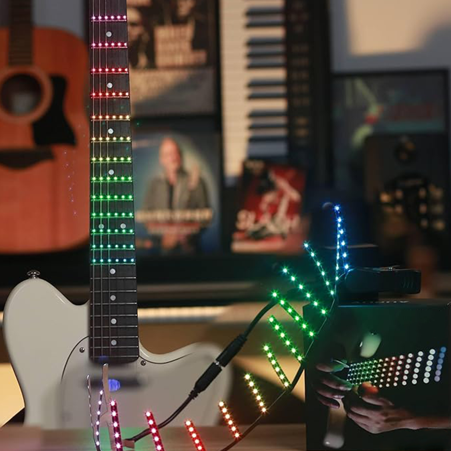 Guitar fretboard LED light strip, lighting and learning mode