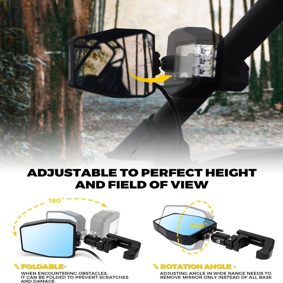 LED Side Mirror Kit – Aluminum Housing with Puddle Light for Off-Road Rigs 🚙💡🔲