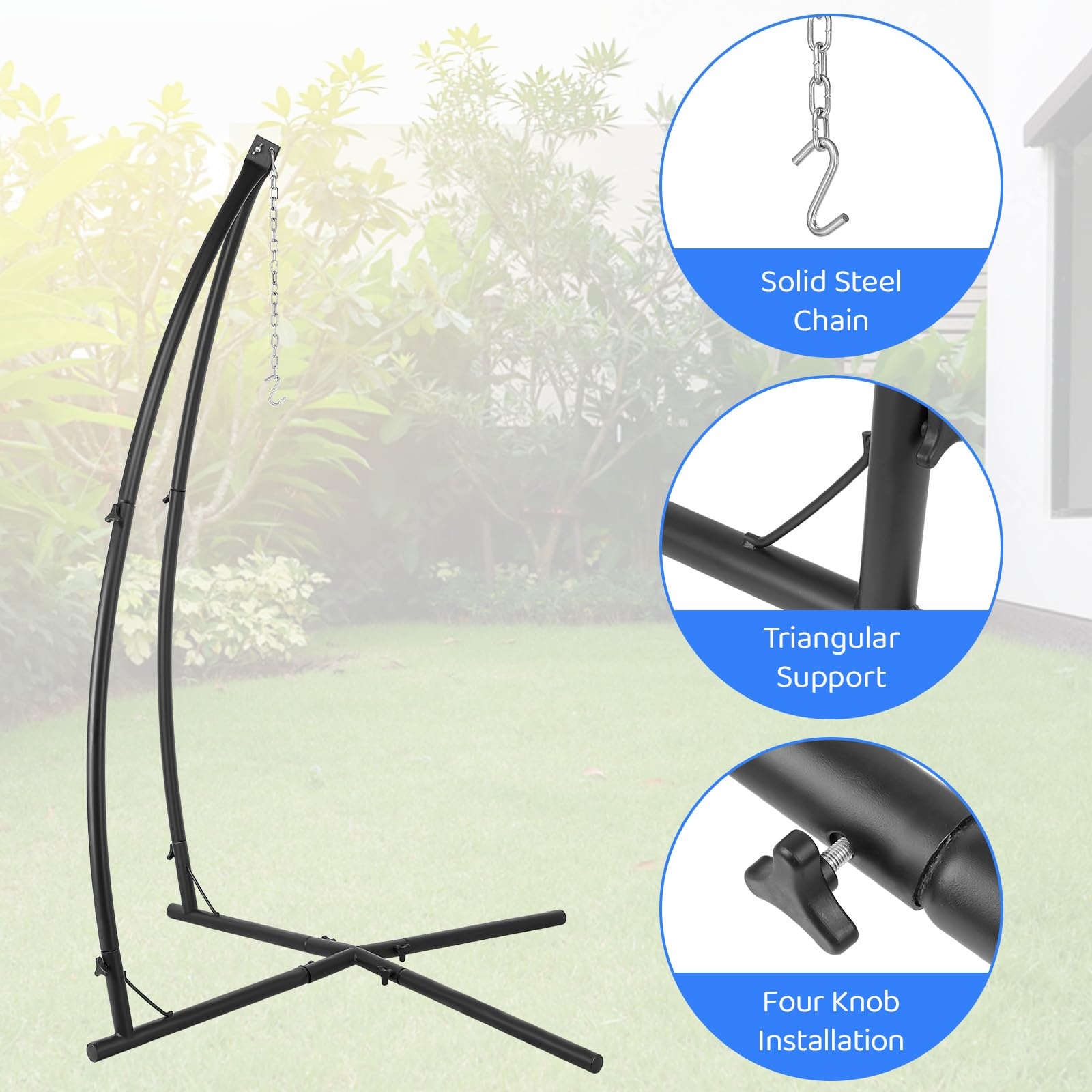 Hanging Hammock X-Stand with Tree Tent – Freestanding Indoor/Outdoor Egg Chair
