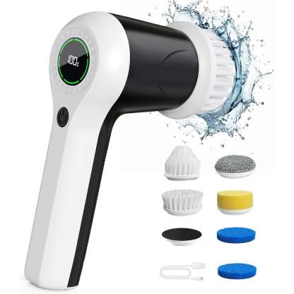 Electric Spin Scrubber – Cordless Shower Scrubber with Battery Level Display
