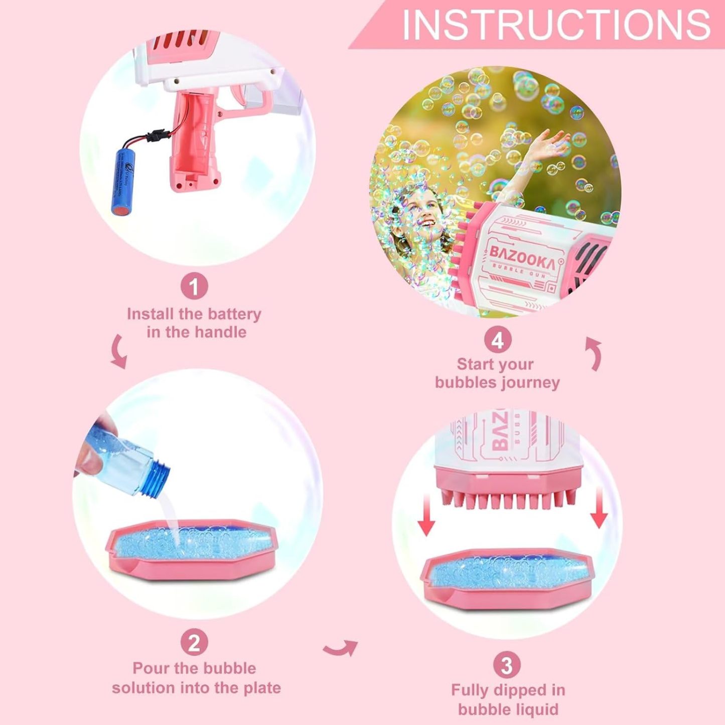 Bubble Gun, Bazooka Bubble Machine Gun, Bubble Blaster Gun with Bubble Solution, 69 Holes Bubble Bazooka Gun Outdoor Summer Toy Party Favors for Kids Purple Halloween Bubble Maker Blowers