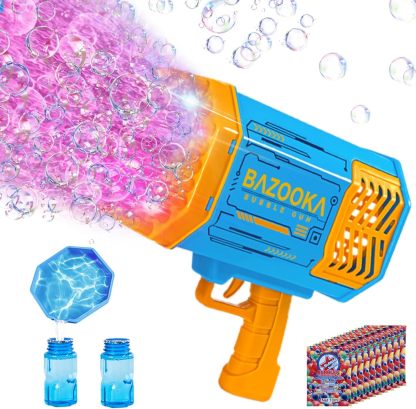 Bubble Gun, Bazooka Bubble Machine Gun, Bubble Blaster Gun with Bubble Solution, 69 Holes Bubble Bazooka Gun Outdoor Summer Toy Party Favors for Kids Purple Halloween Bubble Maker Blowers
