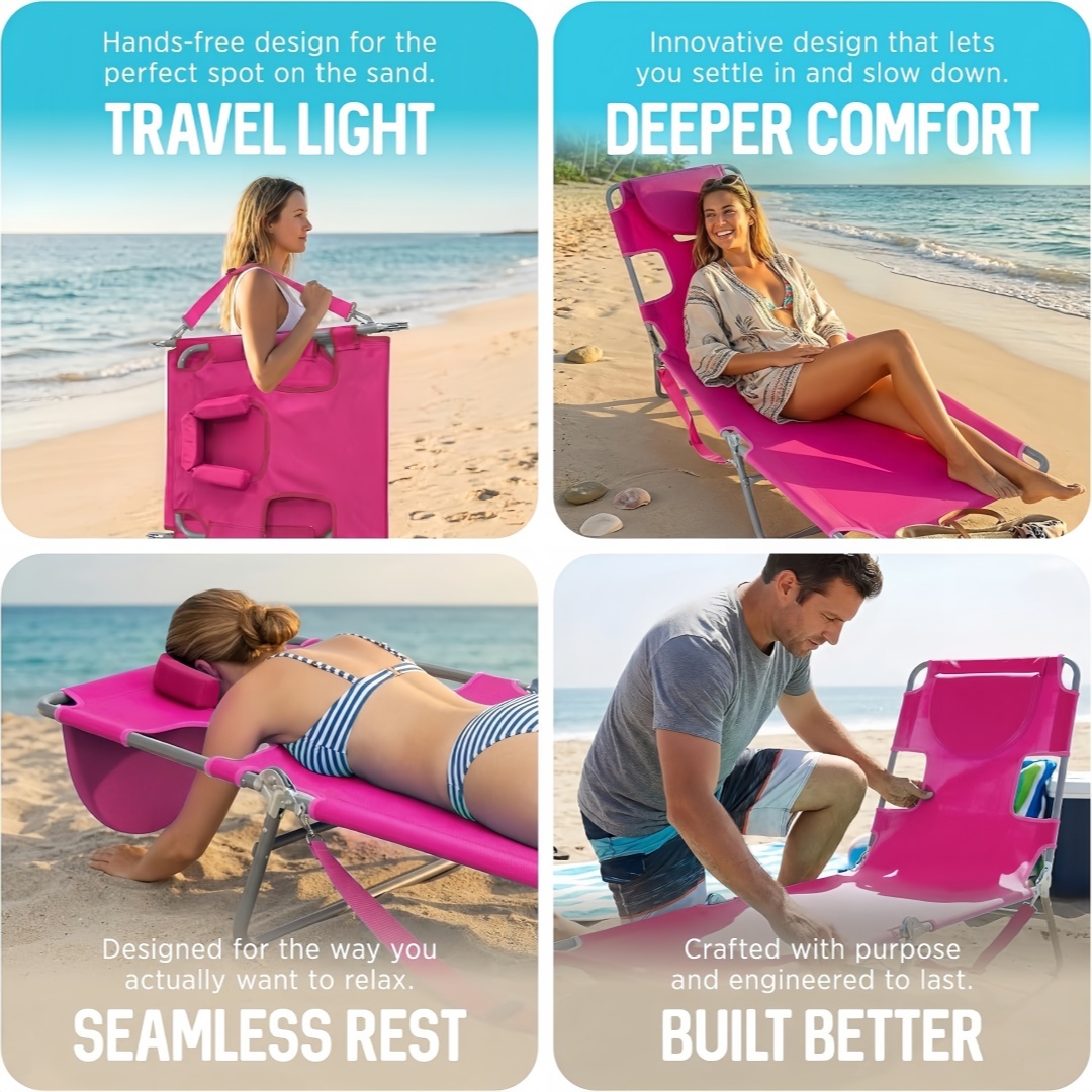 The Ultimate Chaise – 72″ Portable Reclining Lounger for Beach, Patio, Pool & Camping 🌴☀️🛋️