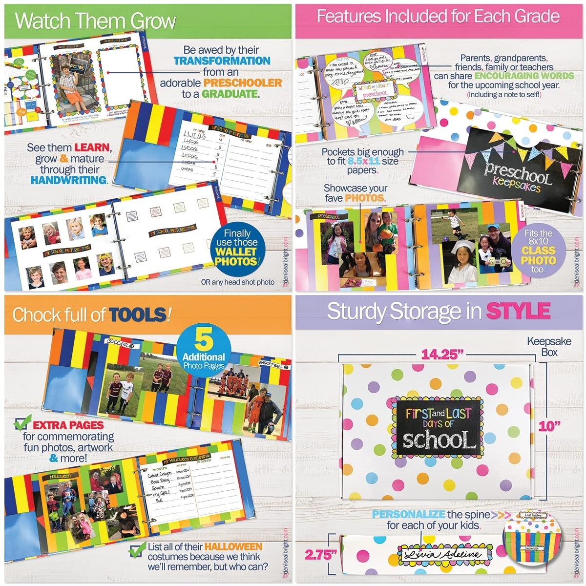 School Memory Book & First/Last Day Photo Signs – Keepsake Binder for Preschool to College