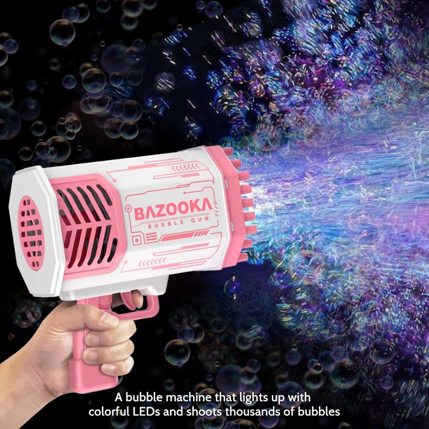 Bubble Gun, Bazooka Bubble Machine Gun, Bubble Blaster Gun with Bubble Solution, 69 Holes Bubble Bazooka Gun Outdoor Summer Toy Party Favors for Kids Purple Halloween Bubble Maker Blowers
