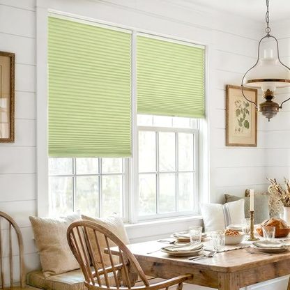 Cordless honeycomb blinds can be installed without tools or drilling