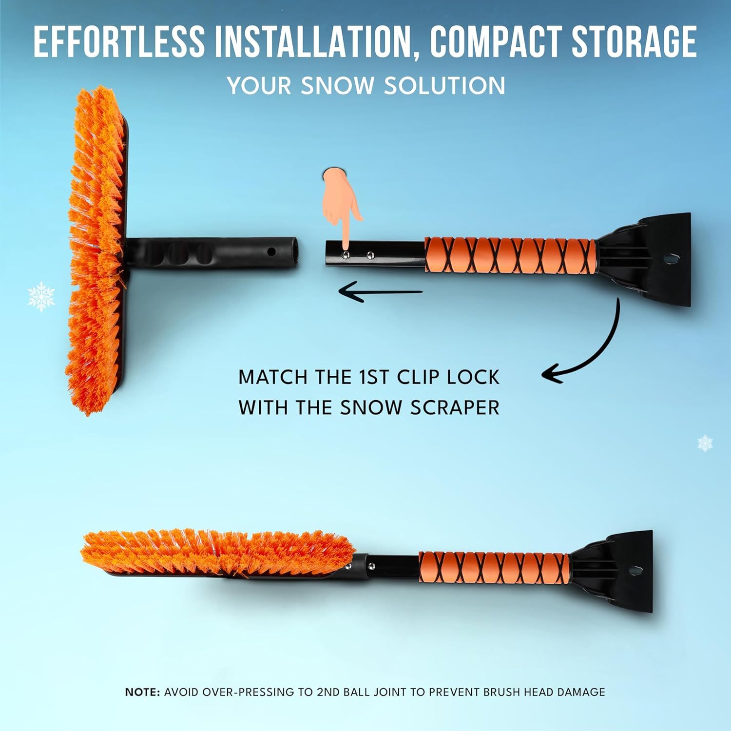 Aluminum Snow Brush with Ice Scraper | 360° Scratch-Free Car Snow Cleaner with EVA Foam Handle