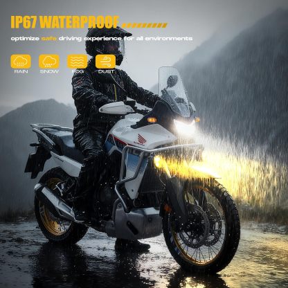 Motorcycle Fog Light | 120W LED Amber Auxiliary Light Bar | DRL & Strobe | IP67 Waterproof