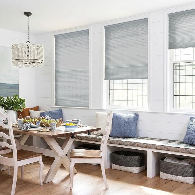Cordless honeycomb blinds can be installed without tools or drilling