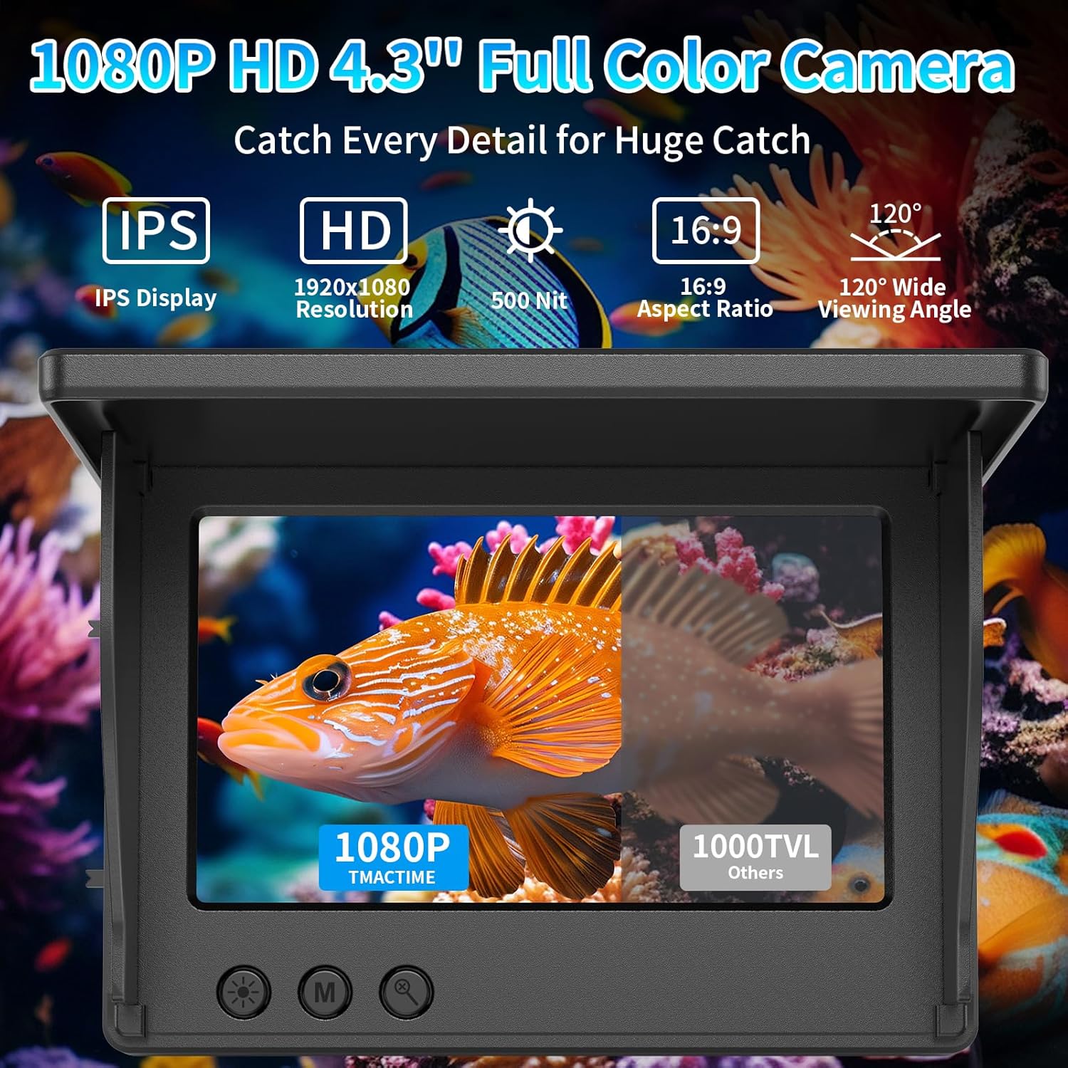 1080P HD Underwater Fishing Camera – Portable Fish Finder with 4.3" LCD Screen