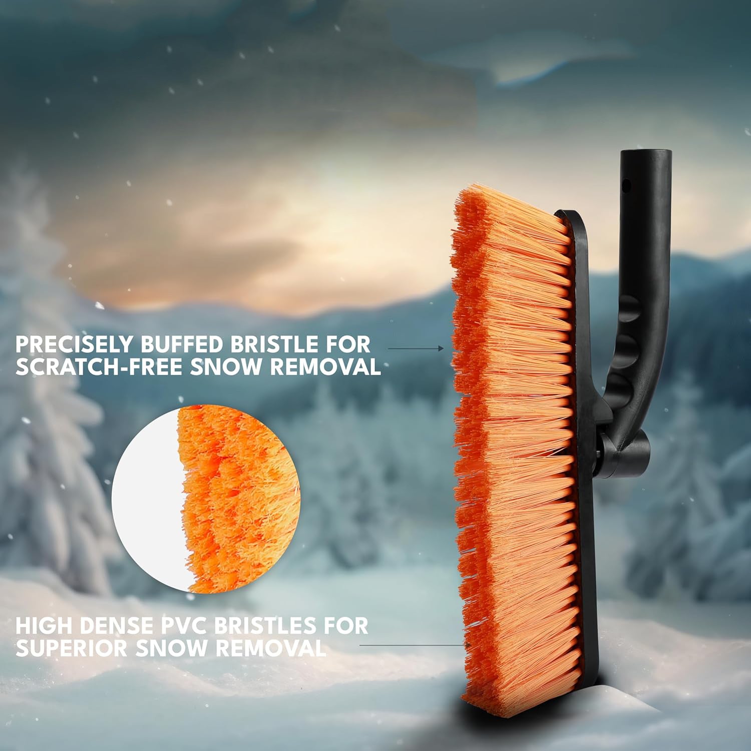 Aluminum Snow Brush with Ice Scraper | 360° Scratch-Free Car Snow Cleaner with EVA Foam Handle