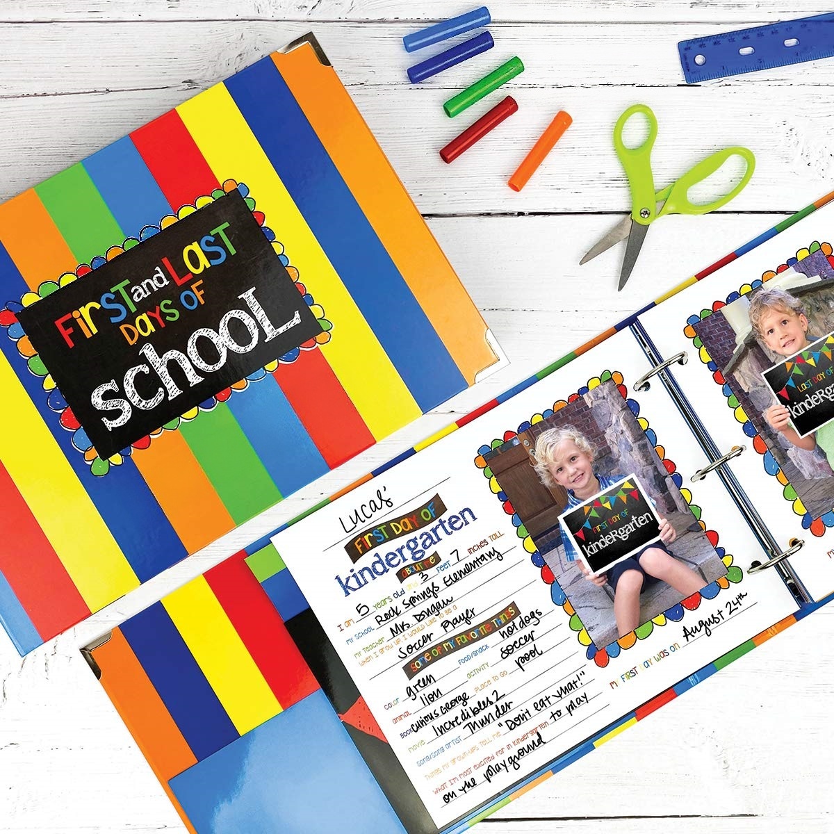 School Memory Book & First/Last Day Photo Signs – Keepsake Binder for Preschool to College