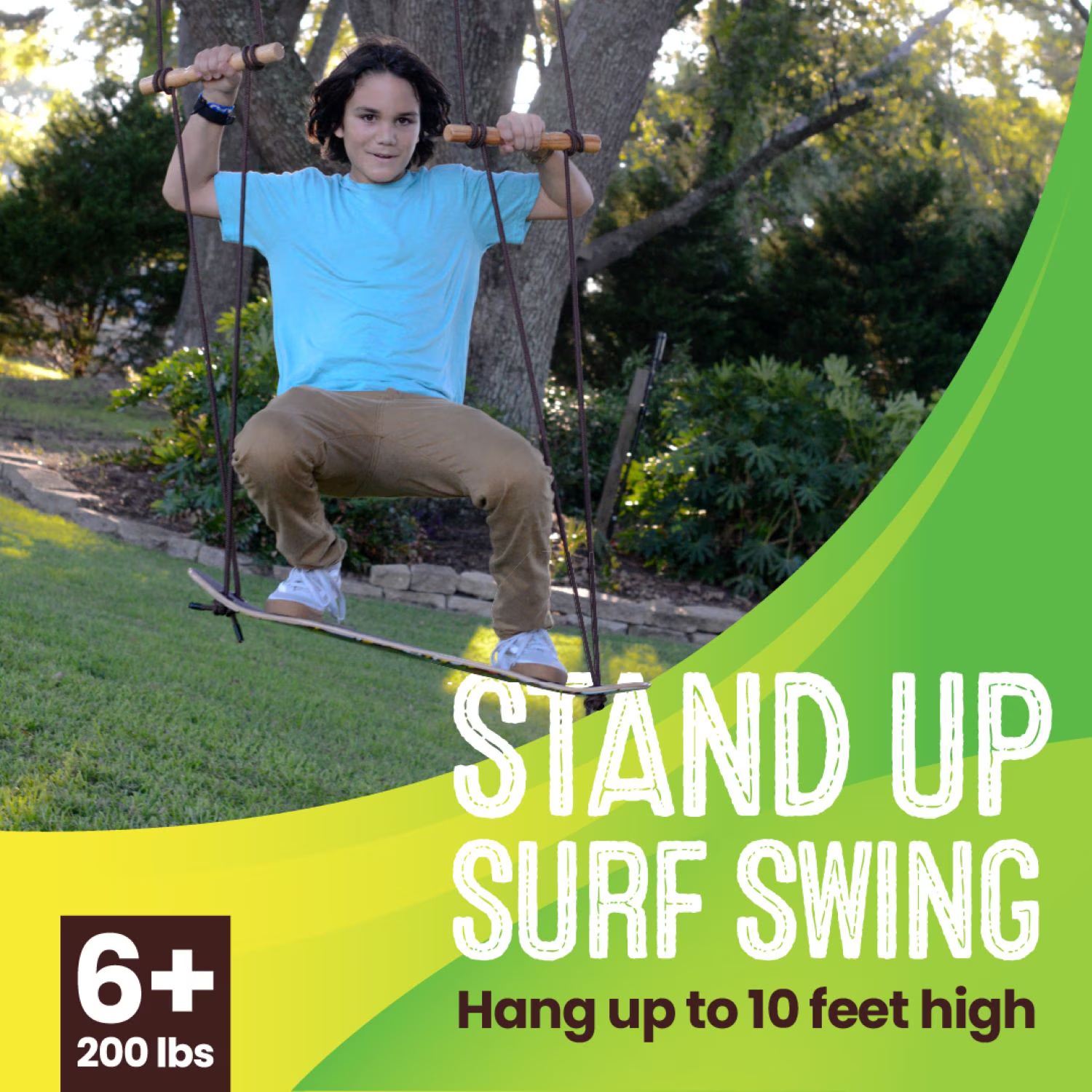 Stand-Up Skateboard Swing – 31" Maple Deck, 200 lbs Capacity, Ages 6+