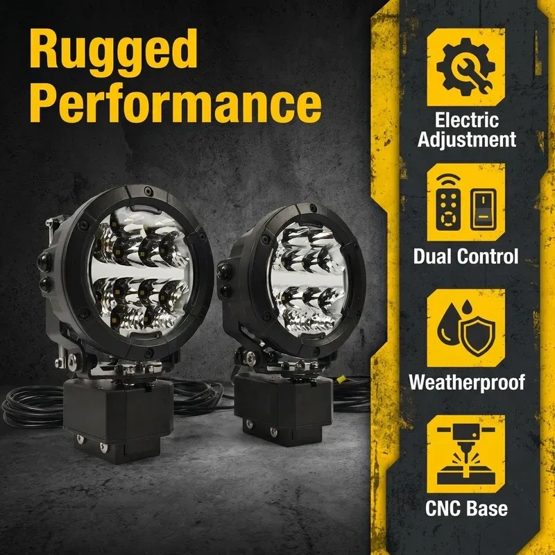 Remote Adjustable LED Spotlight Pair-High Power Off-Road Lighting System
