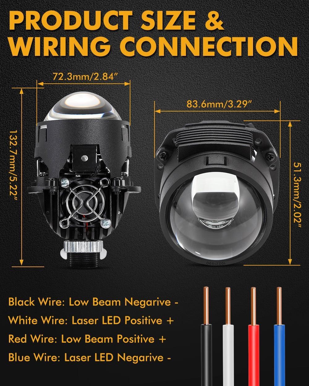 2.5" Bi‑LED Laser Projector Headlight Upgrade – High‑Output Hi/Lo Beam System 🔦🚗✨