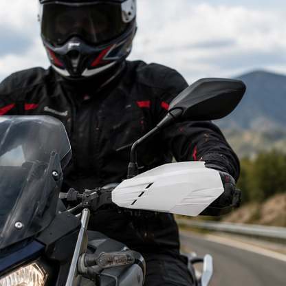 Motorcycle linear handguards, white and black