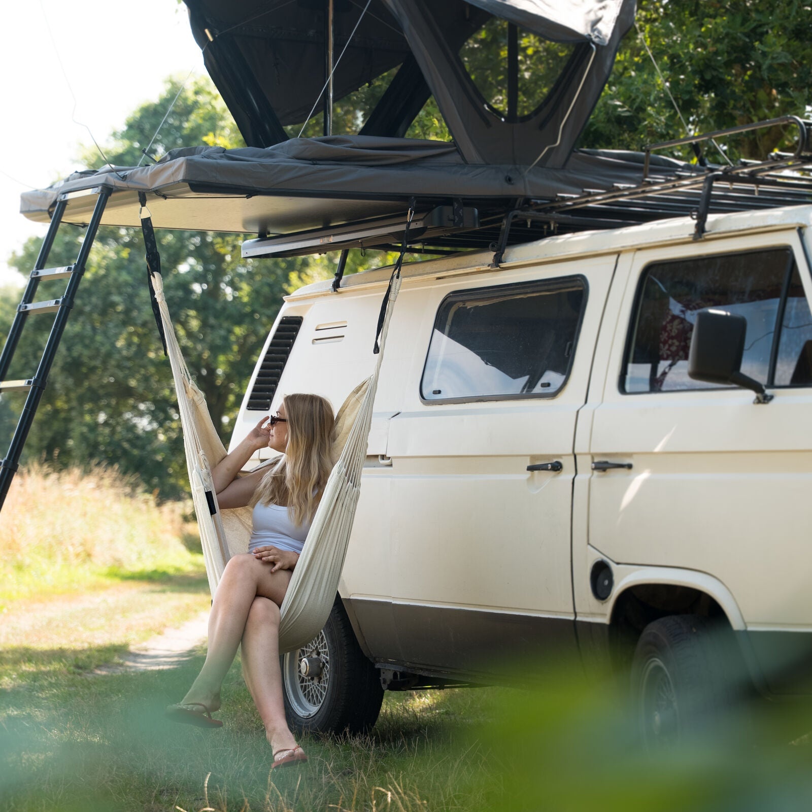 Rooftop Tent Hanging Chair – Cotton Camping Seat with Tool-Free Mount