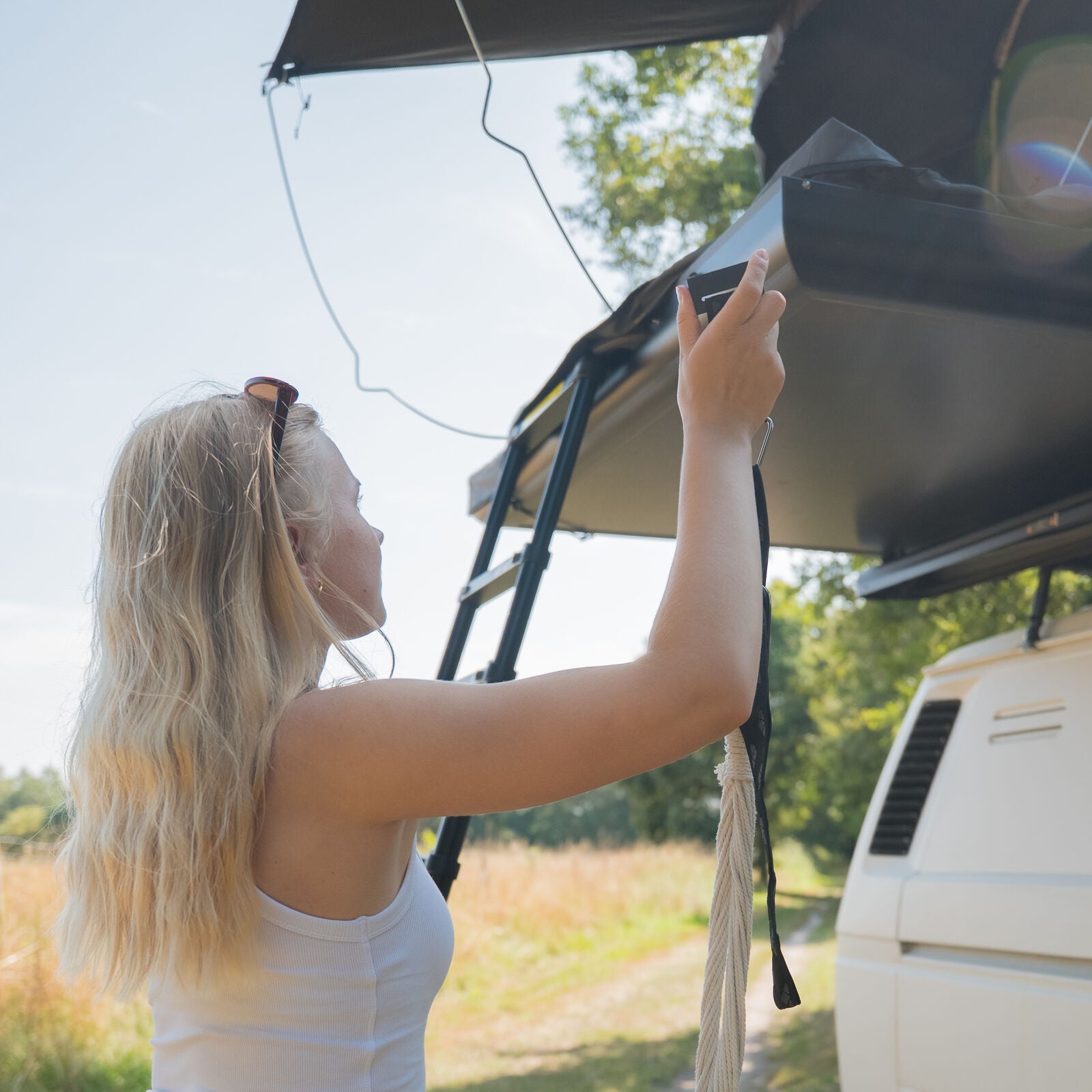 Rooftop Tent Hanging Chair – Cotton Camping Seat with Tool-Free Mount