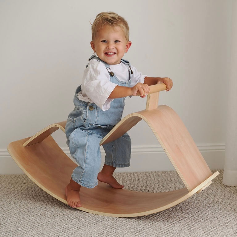 Curved Crescent Rocker – Wooden Balance Board & Ride-On Toy for Kids