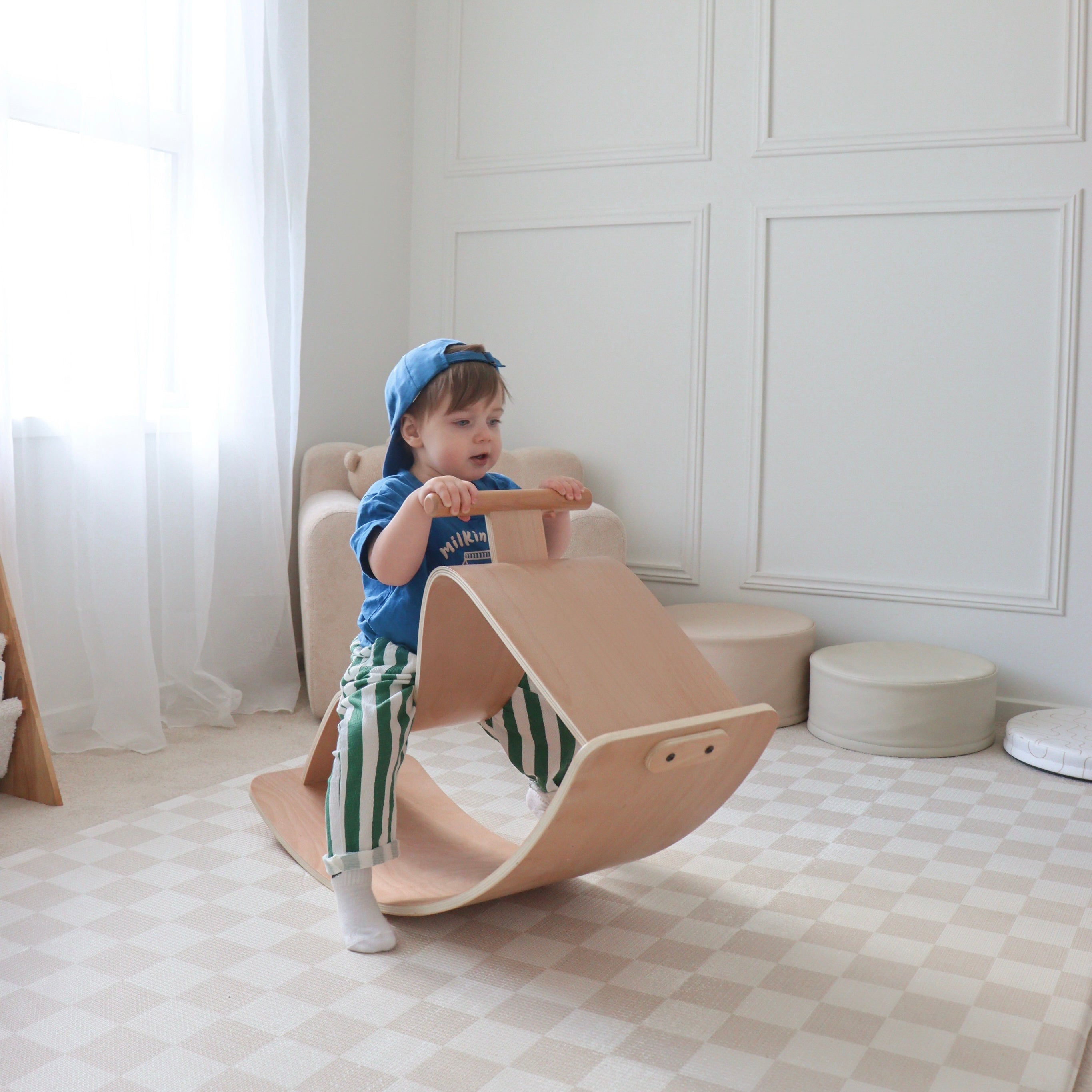 Curved Crescent Rocker – Wooden Balance Board & Ride-On Toy for Kids