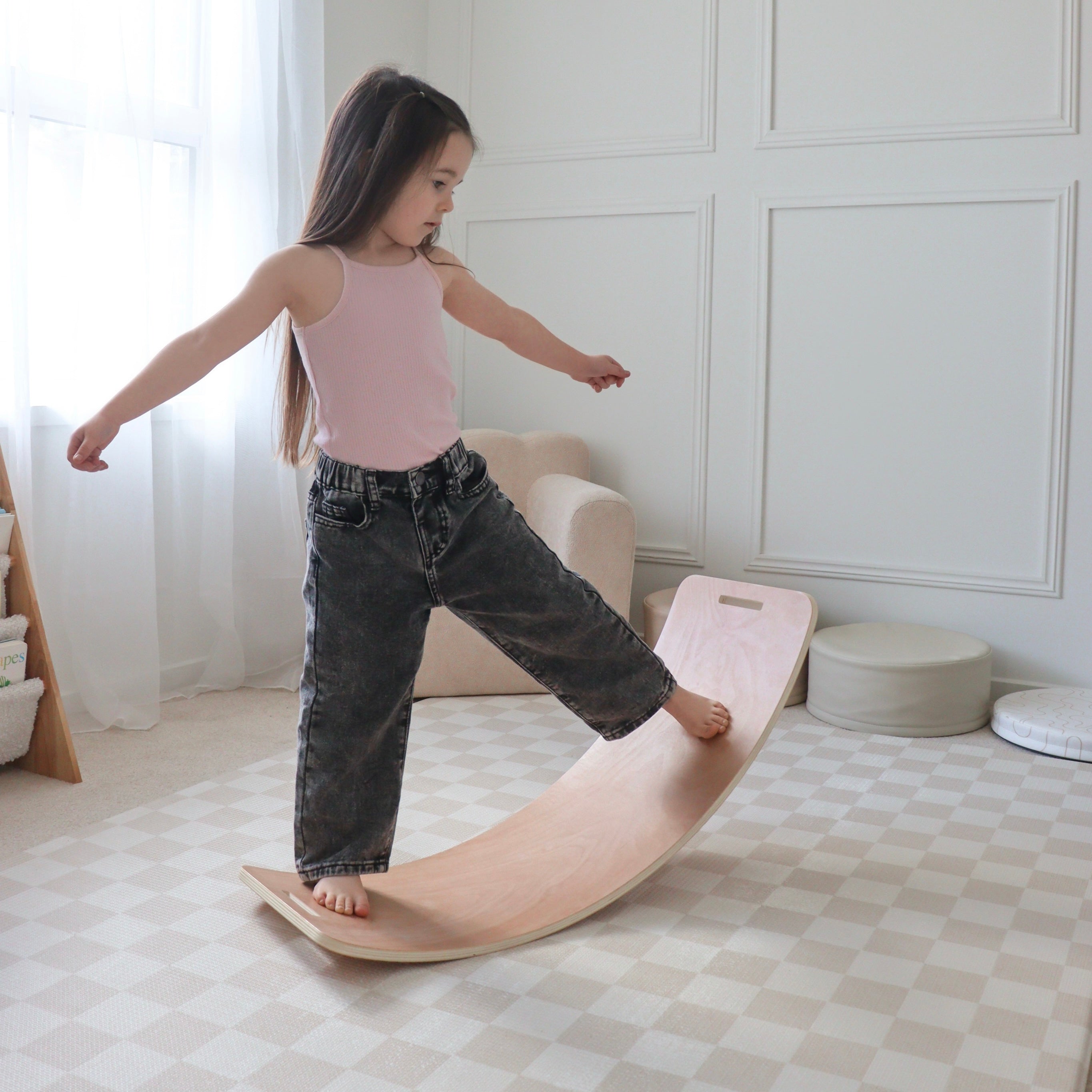 Curved Crescent Rocker – Wooden Balance Board & Ride-On Toy for Kids