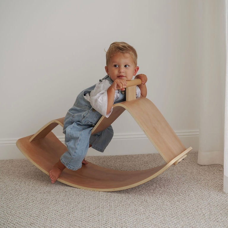 Curved Crescent Rocker – Wooden Balance Board & Ride-On Toy for Kids